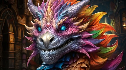 Mystical mountain valley  home to majestic dragons, mythical beasts, and radiant energy