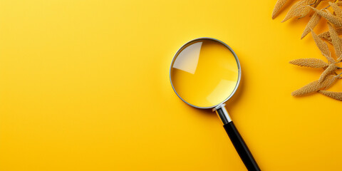Render minimal transparent loupe search icon for finding, reading, research, analysis information. Magnifier focuses on the possible side of the word impossible motivational near green leaves. - obrazy, fototapety, plakaty