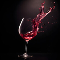Red wine splash. Beverage concept. Glass of wine.