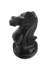 Black wooden chess knight isolated on white © New Africa