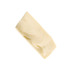 Piece of tasty chocolate isolated on white, top view