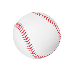 One baseball ball with stitches isolated on white