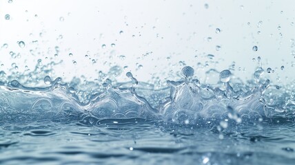 Clear blue water with splashes and droplets