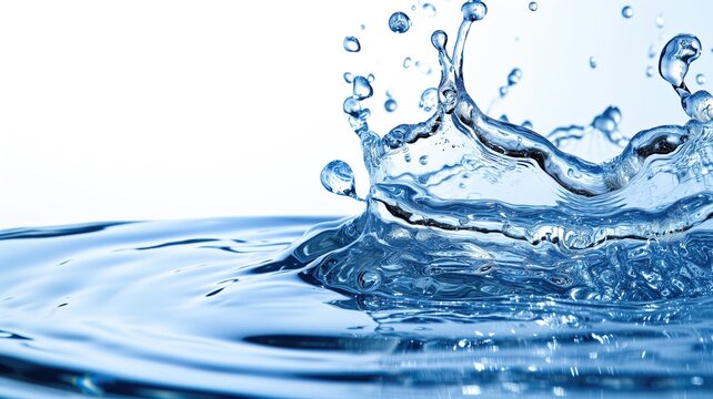 Water splash creating a crown-like shape on a blue surface