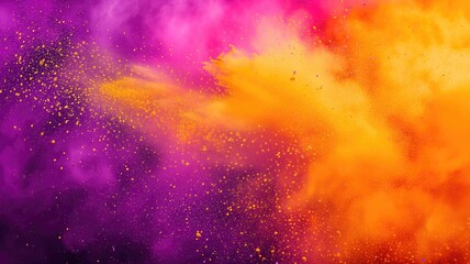 Naklejka premium Vivid purple and yellow powder explosion