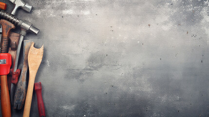 hammer wrench gloves and other worn and dirty tools