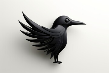 Close-up, 3d mockup of abstract bird with minimal background