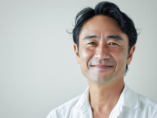 爽やかな笑顔の中年日本人男性