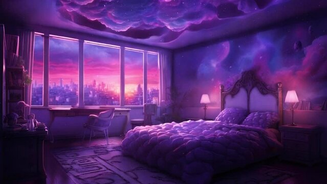Cosmos Bedroom Backdrop for Vtubers and Twitch Streamers