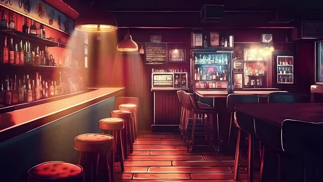 Animated Vtuber Background of a Lofi bar
