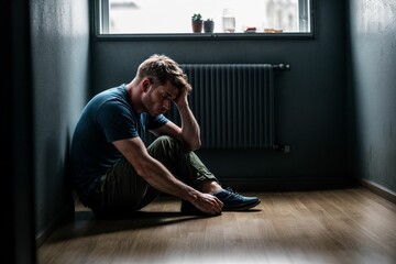 a depressed person sitting and about to give up from life due to difficult times due to a tough situation