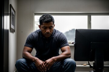 a depressed person sitting and about to give up from life due to difficult times due to a tough situation