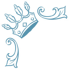 王冠を使ったアンティークな装飾。フレームが作れます。ベクター素材