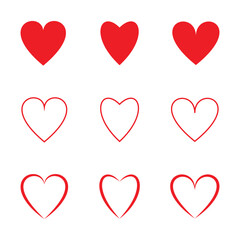 Vector red heart set & stylish love design elements