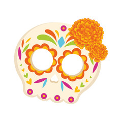Cute painted dia de los muertos skull Vector