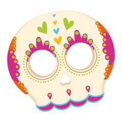 Cute painted dia de los muertos skull Vector