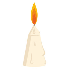 burning candle isolated on white background