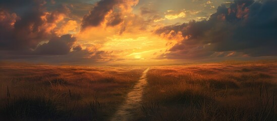 Obraz premium Deserted path towards dusk.