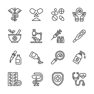 Pharmacy icons set