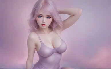 adorable pinky lady as bikini sport model
