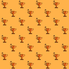 Shiny Bronze Trophy Vector Seamless Pattern