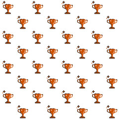 Shiny Bronze Trophy Vector Seamless Pattern