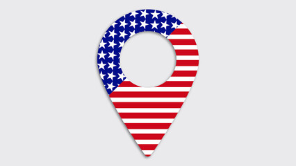 location mark, pin location, location, location rote mark, with America flag 