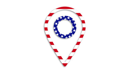 location mark, pin location, location, location rote mark, with America flag 