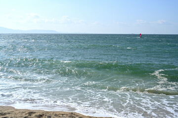 windsurfing on the beach