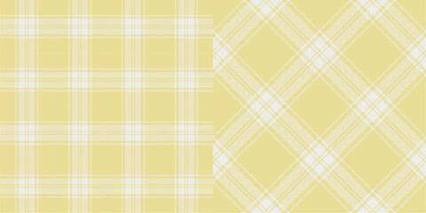 Vector checkered pattern or plaid pattern in yellow and bw. Tartan, textured seamless twill for flannel shirts, duvet covers, other autumn winter textile mills. Vector Format