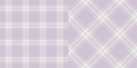 Vector checkered pattern or plaid pattern in purple and bw. Tartan, textured seamless twill for flannel shirts, duvet covers, other autumn winter textile mills. Vector Format