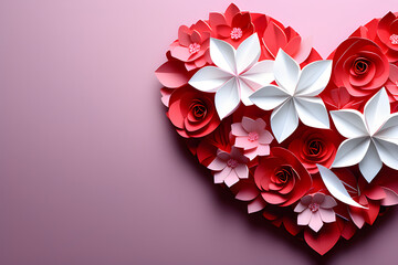 Art of Love: St. Valentine's Day greeting cards made from heart-shaped flower paper art and origami generative ai