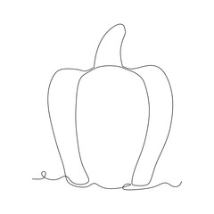 One continuous line drawing whole healthy organic paprika for plantation logo identity. Fresh bell pepper concept for fruit vegetable icon. Modern single line draw design vector graphic illustration
