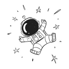 Astronaut floating doodle