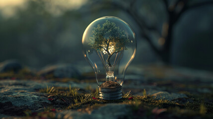 Lighting the Roots: A Tree Encased in a Bulb