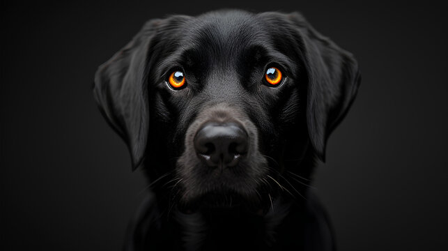 Black Labrador Portrait on black background