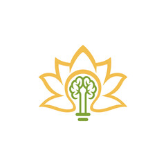creative lotus logo design. Vector illustration lotus, bulb and brain shape. modern logo design vector icon template