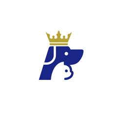 simple dog and cat head logo design. Vector illustration dog and cat head with crown.  modern logo design vector icon template