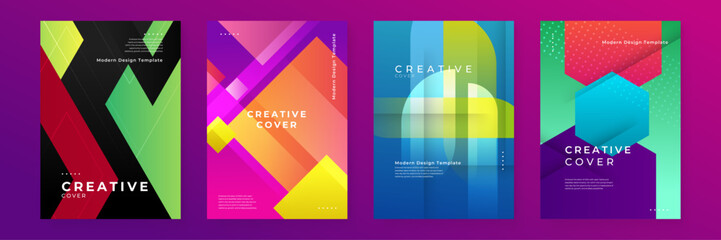 Fototapeta premium Colorful colourful vector creative design abstract shapes cover. Colorful gradient geometric design for poster, banner, brochure, leaflet, cover, magazine, or flyer.
