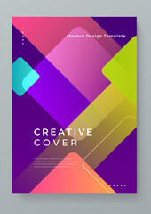 Colorful colourful vector flat creative design abstract shapes covers. Colorful gradient geometric design for poster, banner, brochure, leaflet, cover, magazine, or flyer.