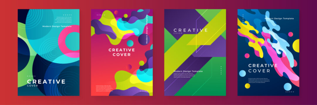 Colorful colourful modern vector abstract creative design shapes covers. Colorful gradient geometric design for poster, banner, brochure, leaflet, cover, magazine, or flyer.