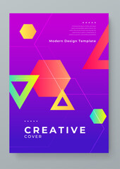 Colorful colourful vector minimalist geometric shapes creative design cover template. Colorful gradient geometric design for poster, banner, brochure, leaflet, cover, magazine, or flyer.