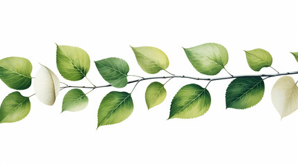 birch leaves illustration on white isolated background