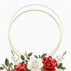 White and red modern trendy vector design frame. Flower watercolor square background for social media post feed template