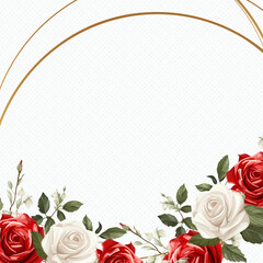 White and red modern background watercolor invitation with floral and flower. Flower watercolor square background for social media post feed template