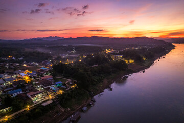 Chiang Khan view at sunset in Loei, Thailand