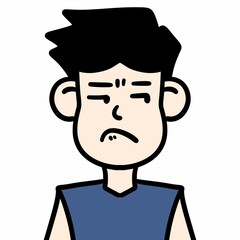 cartoon angry man with worried face