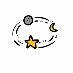 moon and stars with space flat icon