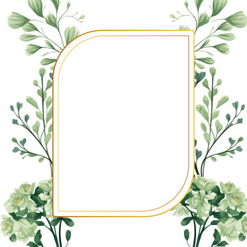 Green and white watercolor hand painted background template for Invitation with flora and flower. Flower watercolor square background for social media post feed template