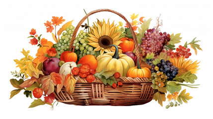 Naklejka na ściany i meble harvest basket add an illustration of a harvest basket on white background